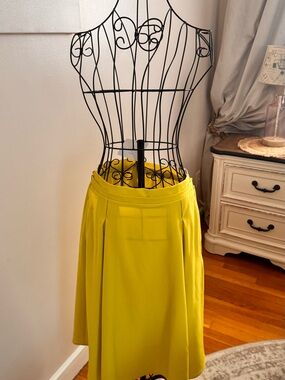 FRNCH Sunny Yellow Pleated A-Line Skirt